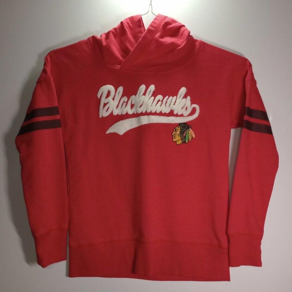 Chicago Blackhawks Official NHL Team Logo Pullover Hoodie Youth Size M 7/8